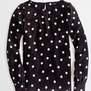J Crew Polka Dot Blouse with Key hole Back